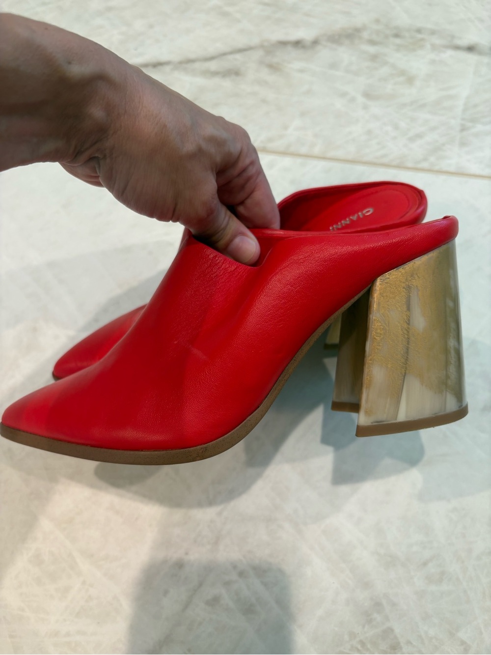 Gianni Bini Red Leather Mules